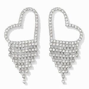 ⚜️ Elegant Silver Heart Dangle Earrings